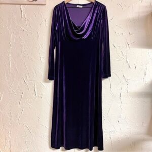 Coldwater Creek Purple Cowl Neck Long Sleeve Maxi Gown Size